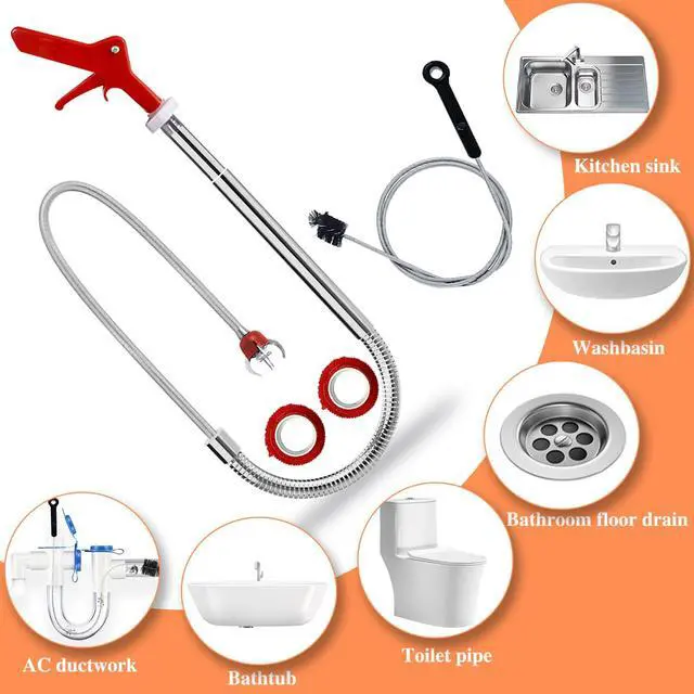 Alt view image 6 of 7 - Toilet Auger/Drain Clog Remover Tool Kit-1PCS Toilet Snake Grabber,2PCS Drain Snake Hair Remover1PCS AC Drain Line Cleaner Tool for Blocking and Cleaning Toilets, Kitchen Sinks, Bath Tubs and Sewers