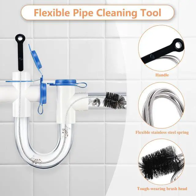 Alt view image 4 of 7 - Toilet Auger/Drain Clog Remover Tool Kit-1PCS Toilet Snake Grabber,2PCS Drain Snake Hair Remover1PCS AC Drain Line Cleaner Tool for Blocking and Cleaning Toilets, Kitchen Sinks, Bath Tubs and Sewers