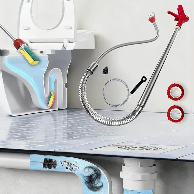 Alt view image 7 of 7 - Toilet Auger/Drain Clog Remover Tool Kit-1PCS Toilet Snake Grabber,2PCS Drain Snake Hair Remover1PCS AC Drain Line Cleaner Tool for Blocking and Cleaning Toilets, Kitchen Sinks, Bath Tubs and Sewers