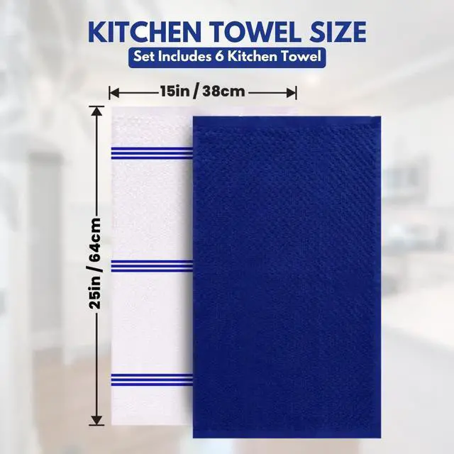 Alt view image 4 of 7 - 100% Cotton Kitchen Towels - 15x25 Inch Ultra Soft Tea Towel, Super Absorbent Terry Dish Towels for Kitchen Linens |Blue|