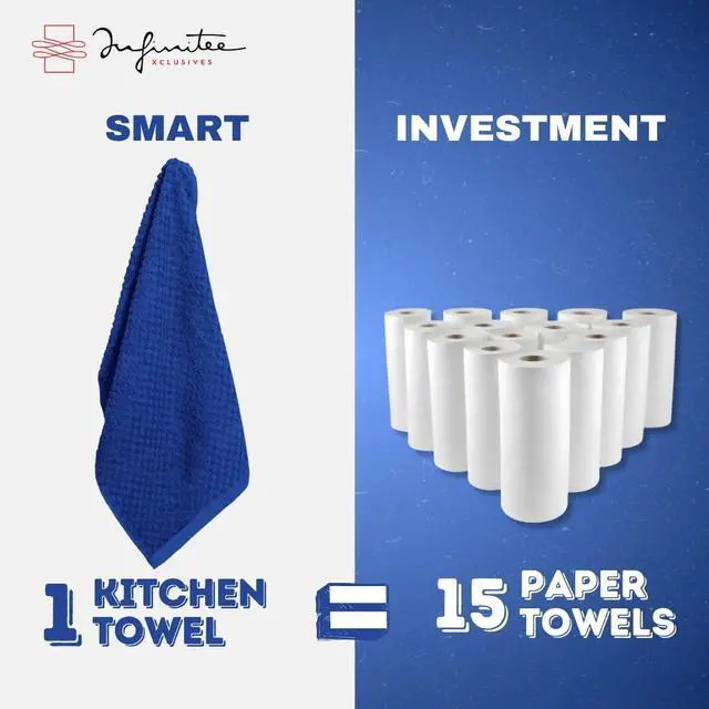 Alt view image 7 of 7 - 100% Cotton Kitchen Towels - 15x25 Inch Ultra Soft Tea Towel, Super Absorbent Terry Dish Towels for Kitchen Linens |Blue|