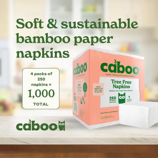 Alt view image 2 of 7 - Tree Free Napkins, 4 Packs of 250, 1000 Total Napkins, Sustainable & Disposable Kitchen Napkin