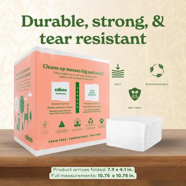 Alt view image 5 of 7 - Tree Free Napkins, 4 Packs of 250, 1000 Total Napkins, Sustainable & Disposable Kitchen Napkin