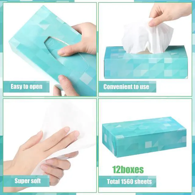 Alt view image 4 of 7 - 12 Packs Graduation Facial Tissue Boxes 1560 Sheets Soft Facial Tissue Bulk for Teacher Classroom Spring 2 Ply 130 Sheets Disposable Travel Tissues Bulk for Weeding Car Kitchen(Single)