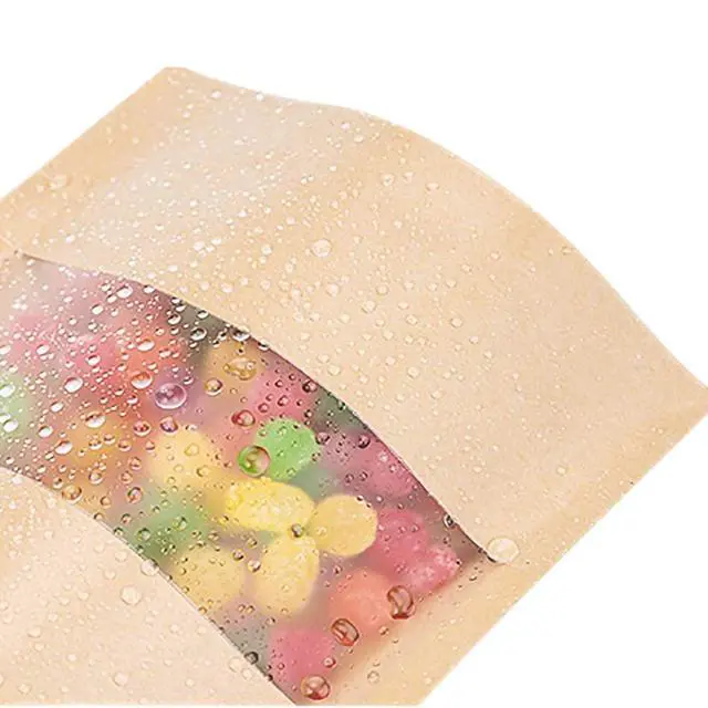Alt view image 6 of 7 - 150 Count 5.9 x 8.6 Inch Kraft Paper Bags with Resealable Lock Seal Zipper &Transparent Window, Stand Up Food Bags