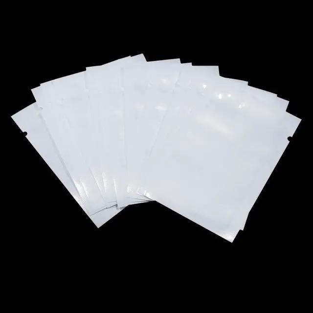 Alt view image 4 of 6 - 100 Pack 3.5x5.1 inch (Usable Size 3.1x4.7 inch) White Front Clear Open Top 2.8mil Plastic Vacuum Pouch Heat Sealable Bags for Food Storage Packets Mini Sample with Tear Notches