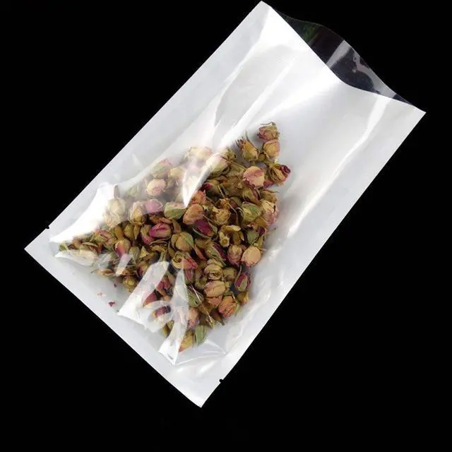 Alt view image 5 of 6 - 100 Pack 3.5x5.1 inch (Usable Size 3.1x4.7 inch) White Front Clear Open Top 2.8mil Plastic Vacuum Pouch Heat Sealable Bags for Food Storage Packets Mini Sample with Tear Notches