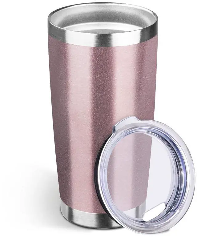 Main image of 20oz Tumbler Bulk with Lid, Stainless Steel Insulated Tumblers Double Wall Vacuum Insulated Travel Mug, Powder Coated Coffee Cups for Hot and Cold Drinks(Rose Gold,1)