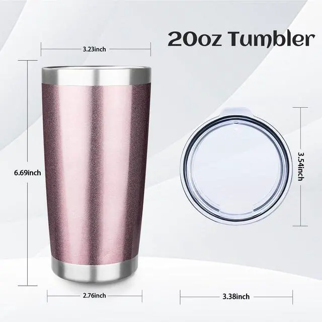 Alt view image 2 of 6 - 20oz Tumbler Bulk with Lid, Stainless Steel Insulated Tumblers Double Wall Vacuum Insulated Travel Mug, Powder Coated Coffee Cups for Hot and Cold Drinks(Rose Gold,1)