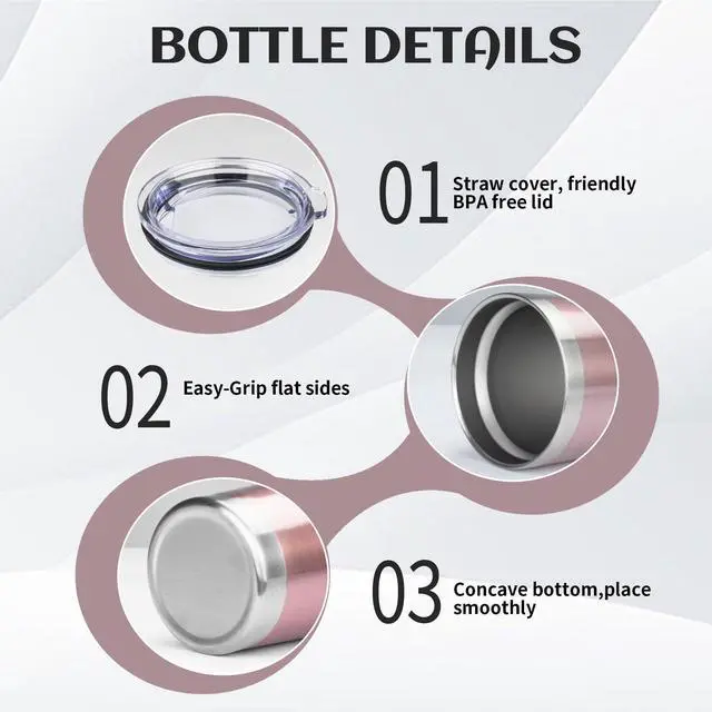 Alt view image 5 of 6 - 20oz Tumbler Bulk with Lid, Stainless Steel Insulated Tumblers Double Wall Vacuum Insulated Travel Mug, Powder Coated Coffee Cups for Hot and Cold Drinks(Rose Gold,1)