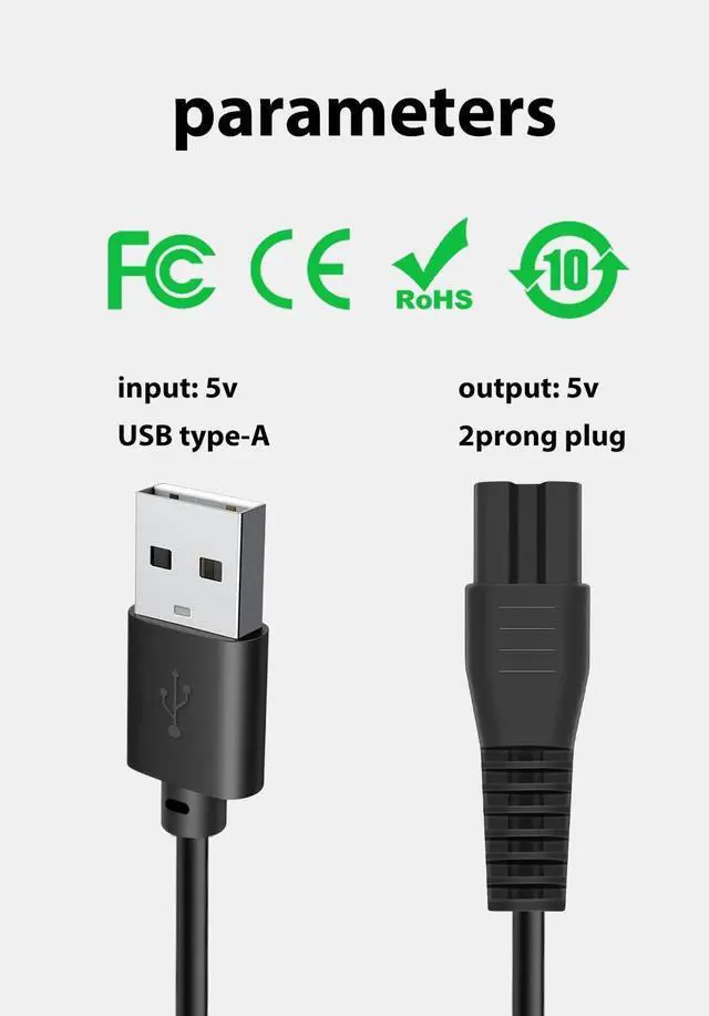 Alt view image 6 of 6 - 5V USB Charger Cord for Ufree Beard Trimmer Model U-1176, 3.3ft Power Cable with 1 Cleaning Brush