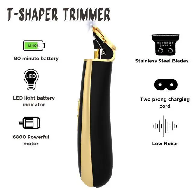 Alt view image 2 of 7 - T Shaper Professional Barber Trimmer | 90 Min Runtime, Low Noise Clippers for Men & Sensitive Skin | Cordless Zero Gap Beard Trimmer | ST5210