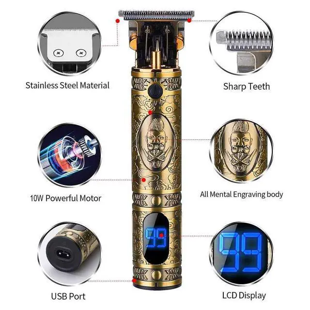 Alt view image 2 of 7 - Hair Clippers for Men, Professional Hair & Beard Trimmer for Men, Mustache Trimmer T-Blade Hair Liner Edgers, Gold Knight Close-Cutting Trimmers