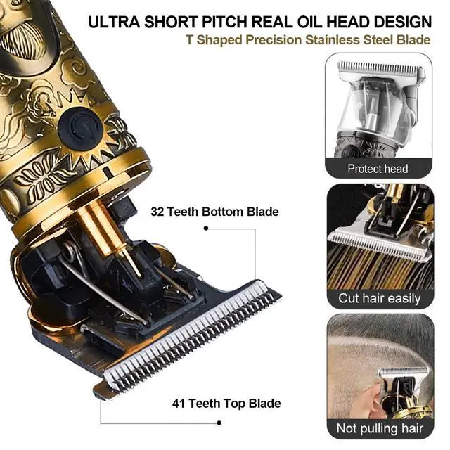 Alt view image 3 of 7 - Hair Clippers for Men, Professional Hair & Beard Trimmer for Men, Mustache Trimmer T-Blade Hair Liner Edgers, Gold Knight Close-Cutting Trimmers