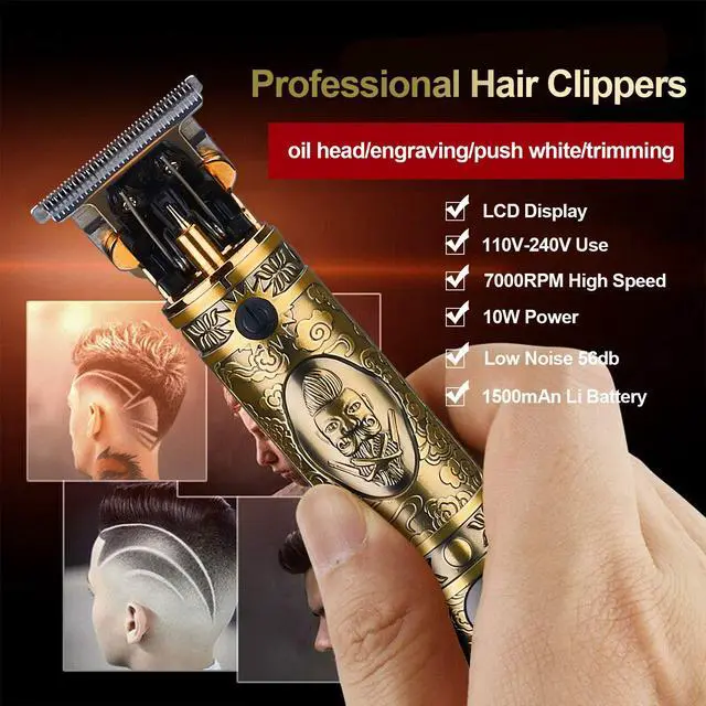 Alt view image 4 of 7 - Hair Clippers for Men, Professional Hair & Beard Trimmer for Men, Mustache Trimmer T-Blade Hair Liner Edgers, Gold Knight Close-Cutting Trimmers