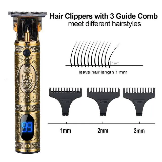 Alt view image 5 of 7 - Hair Clippers for Men, Professional Hair & Beard Trimmer for Men, Mustache Trimmer T-Blade Hair Liner Edgers, Gold Knight Close-Cutting Trimmers