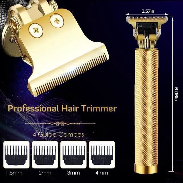 Alt view image 3 of 7 - Hair Clippers for Men, Hair Trimmer T Blade Trimmer Zero Gapped Trimmer, Cordless Rechargeable Beard Trimmer Shaver Hair Cutting Kit with Ear Spoon Tool Set (Gold)