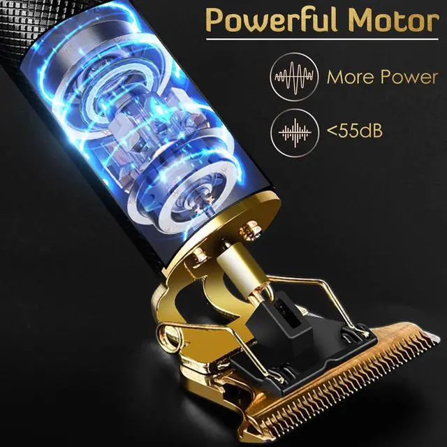 Alt view image 4 of 7 - Hair Clippers for Men, Hair Trimmer T Blade Trimmer Zero Gapped Trimmer, Cordless Rechargeable Beard Trimmer Shaver Hair Cutting Kit with Ear Spoon Tool Set (Gold)