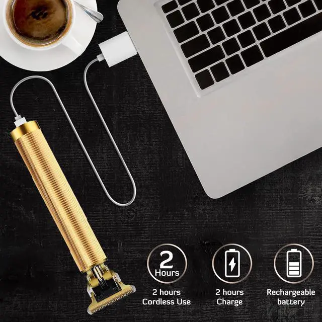 Alt view image 6 of 7 - Hair Clippers for Men, Hair Trimmer T Blade Trimmer Zero Gapped Trimmer, Cordless Rechargeable Beard Trimmer Shaver Hair Cutting Kit with Ear Spoon Tool Set (Gold)
