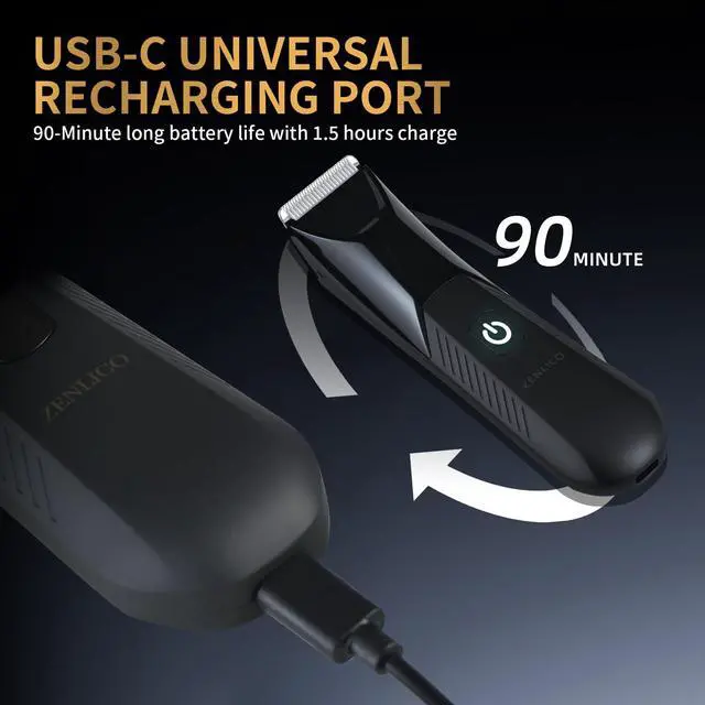 Alt view image 4 of 7 - Manscape Body Hair Trimmer, Pubic Hair Trimmer for Men, Ceramic Blade Body Shavers with USB-C Charging, Replaceable Heads Ball Razors with Led Spotlight, 90 Minutes Shaving, Ideal Gift for Men