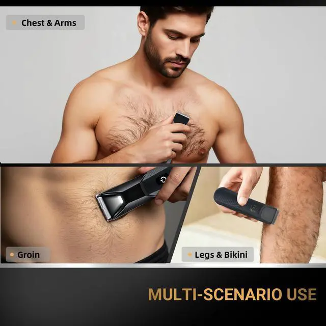Alt view image 7 of 7 - Manscape Body Hair Trimmer, Pubic Hair Trimmer for Men, Ceramic Blade Body Shavers with USB-C Charging, Replaceable Heads Ball Razors with Led Spotlight, 90 Minutes Shaving, Ideal Gift for Men