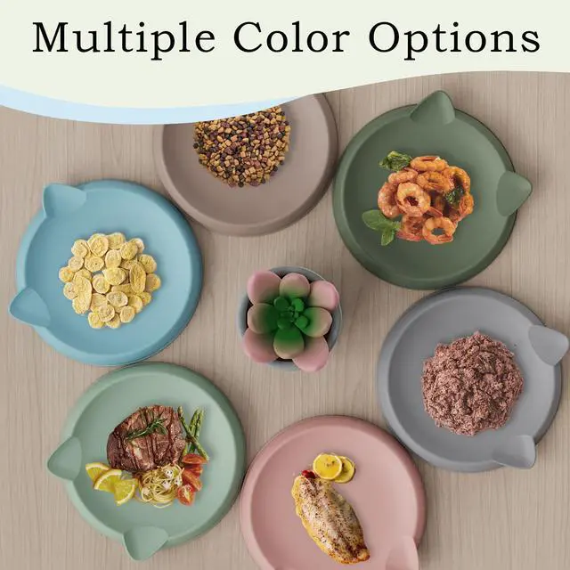Alt view image 2 of 6 - Cat Bowls 2pcs Silicone Shallow Plates, Anti-Slip Dishwasher Safe Food and Water Dishes for Kittens