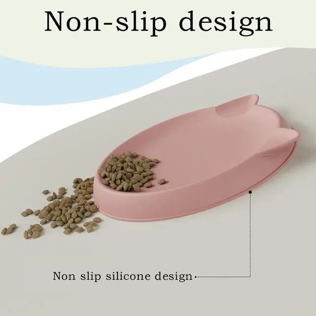 Alt view image 5 of 6 - Cat Bowls 2pcs Silicone Shallow Plates, Anti-Slip Dishwasher Safe Food and Water Dishes for Kittens