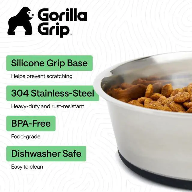 Alt view image 2 of 7 - Dog Bowls, Food Grade 304 Stainless Steel, Holds 2 Cups Each (16 fl oz) Food and Water Bowl for Feeding Dogs and Cats, Dishwasher Safe, Rust Resistant, BPA Free Rubber Base Set of 2 Black