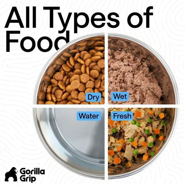 Alt view image 7 of 7 - Dog Bowls, Food Grade 304 Stainless Steel, Holds 2 Cups Each (16 fl oz) Food and Water Bowl for Feeding Dogs and Cats, Dishwasher Safe, Rust Resistant, BPA Free Rubber Base Set of 2 Black