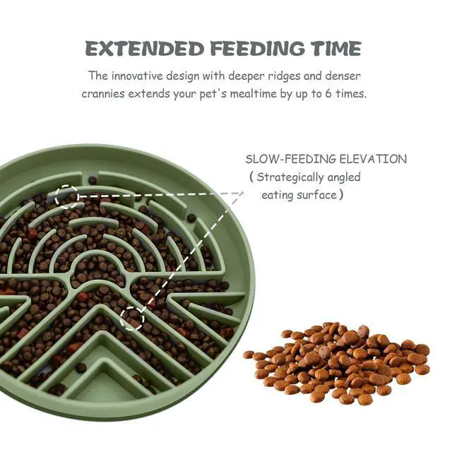 Alt view image 3 of 7 - Slow Feeder Dog Bowl for Large & Small Pets, Anti Choking Puzzle Dog Food Bowl with Non-Slip Base, Interactive Pet Slow Eating, Silicone Cat Feeder for Puppies & Cats(Grey Green)