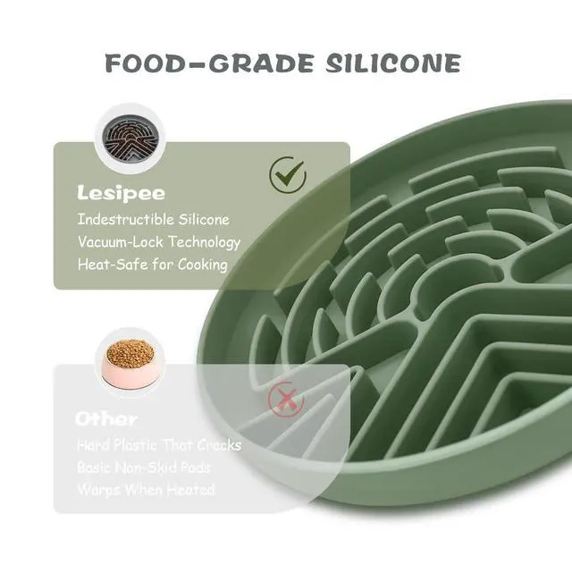 Alt view image 5 of 7 - Slow Feeder Dog Bowl for Large & Small Pets, Anti Choking Puzzle Dog Food Bowl with Non-Slip Base, Interactive Pet Slow Eating, Silicone Cat Feeder for Puppies & Cats(Grey Green)