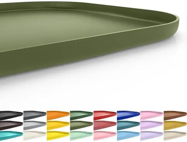 Main image of Silicone Pet Food Mat with Raised Edge for Food and Water Bowl, Dog Feeding Mats, Cat Food Trays for Floor Waterproof, Rubber Tray for Dogs and Cats, 19 x 12 x 0.7 Light Olive Green