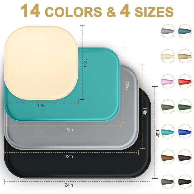 Alt view image 2 of 7 - Silicone Pet Food Mat with Raised Edge for Food and Water Bowl, Dog Feeding Mats, Cat Food Trays for Floor Waterproof, Rubber Tray for Dogs and Cats, 19 x 12 x 0.7 Light Olive Green