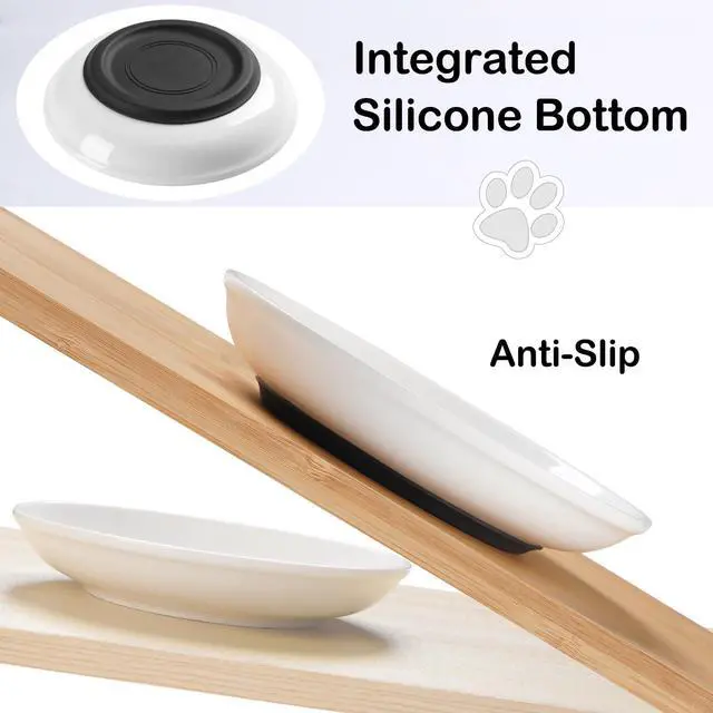 Alt view image 2 of 7 - Cat Food Bowl,Healthy Ceramic Cat Bowls for Indoor Cats,Anti Whisker Fatigue Cats Dishes Set,Shallow Wide Kitten Plates for Food and Water,Non-Slip Silicone Bottom,6 Pack