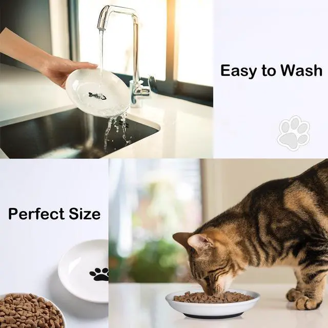 Alt view image 6 of 7 - Cat Food Bowl,Healthy Ceramic Cat Bowls for Indoor Cats,Anti Whisker Fatigue Cats Dishes Set,Shallow Wide Kitten Plates for Food and Water,Non-Slip Silicone Bottom,6 Pack