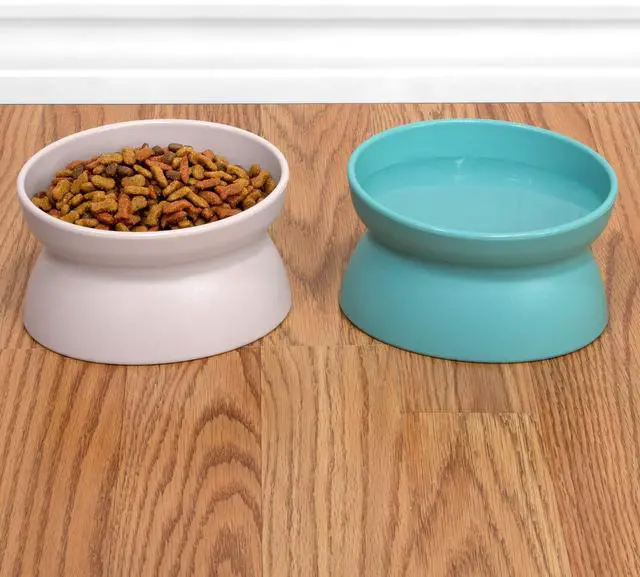 Alt view image 4 of 6 - Elevated Cat Bowls (Set of 2), Whisker-Friendly Raised Cat Food & Water Dishes, Modern Pedestal Design, Dishwasher Safe, 6.5 oz Each Teal & Light Pink