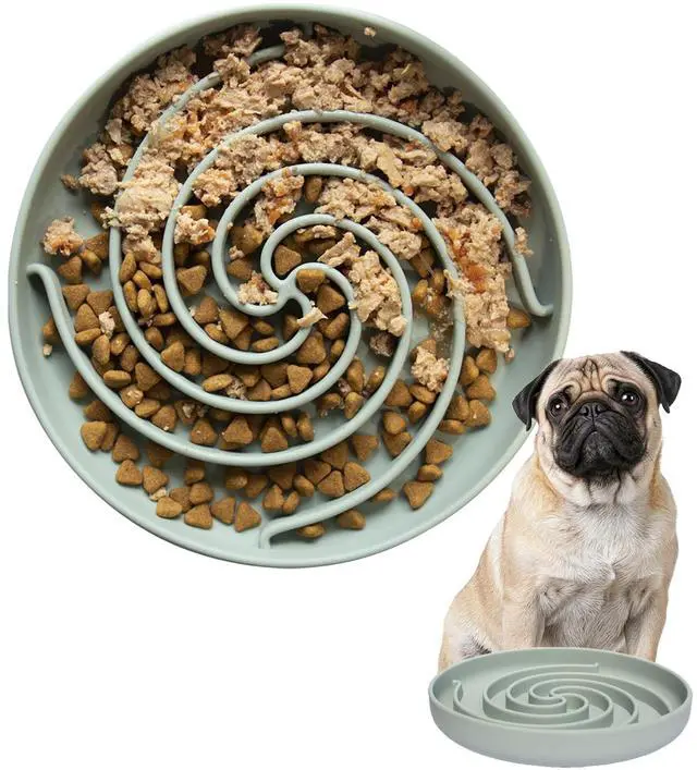Main image of Slow Feeder Dog Bowls, Dishwasher Microwave Safe Silicone Puppy Puzzle Bowl with Non-Slip Design for Eating (Grey Green)