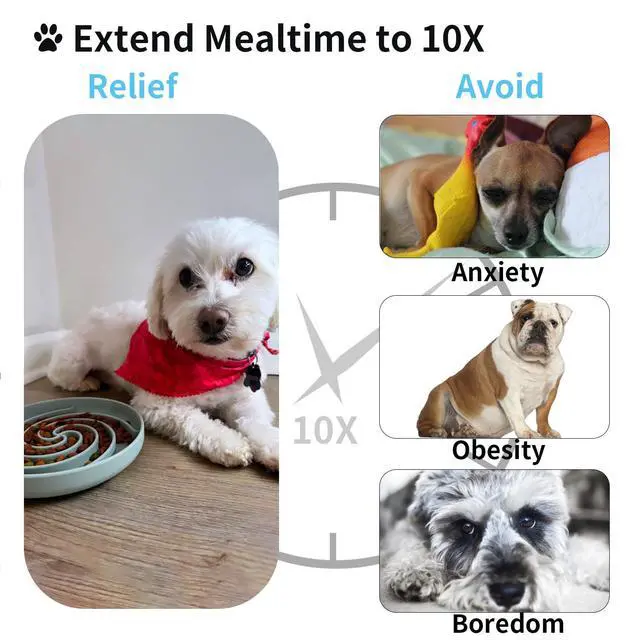Alt view image 3 of 7 - Slow Feeder Dog Bowls, Dishwasher Microwave Safe Silicone Puppy Puzzle Bowl with Non-Slip Design for Eating (Grey Green)