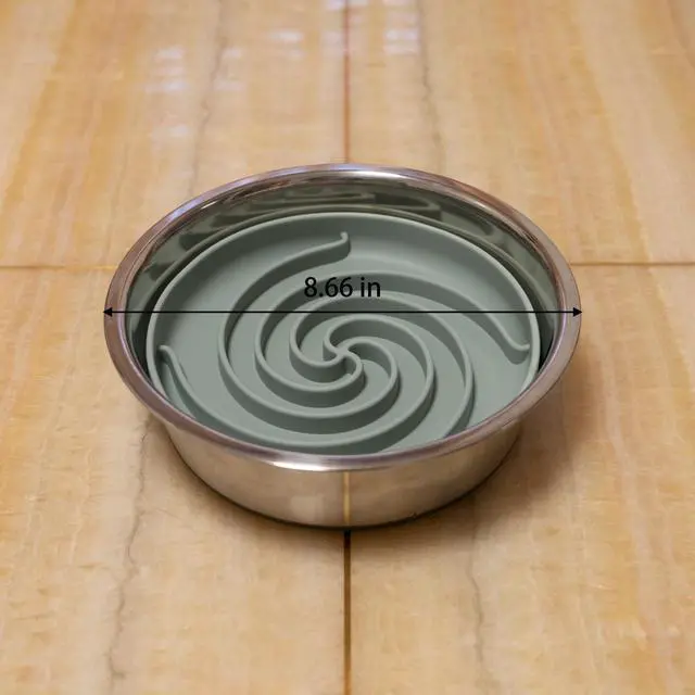 Alt view image 5 of 7 - Slow Feeder Dog Bowls, Dishwasher Microwave Safe Silicone Puppy Puzzle Bowl with Non-Slip Design for Eating (Grey Green)
