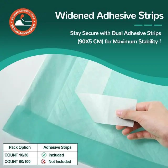 Alt view image 2 of 7 - Bed Pads with Adhesive Strips 30''X36'', 30 Count Chucks Disposable Underpads Extra Large Thicker Incontinence Pads for Unisex Adult, Senior, Kids and Pet (with Adhesive)