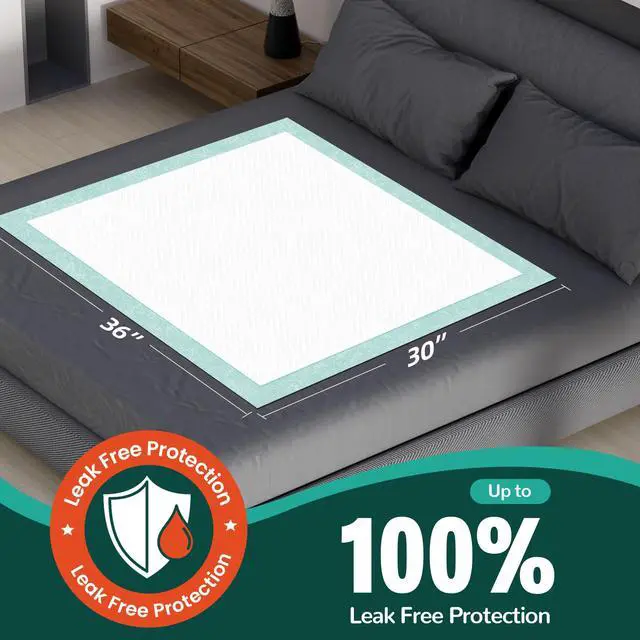Alt view image 4 of 7 - Bed Pads with Adhesive Strips 30''X36'', 30 Count Chucks Disposable Underpads Extra Large Thicker Incontinence Pads for Unisex Adult, Senior, Kids and Pet (with Adhesive)