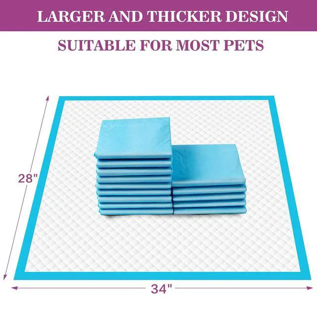 Alt view image 7 of 7 - Dog Pee Pads Extra Large 28"x34", X-Large Training Puppy Pee Pads Super Absorbent & Leak-Proof, XL Disposable Pet Piddle Pad and Potty Pads for Dogs, Puppies, Doggie (XLarge:28"*34"-40 Ct)