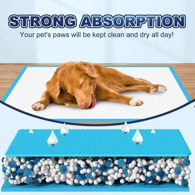 Alt view image 7 of 7 - Puppy Pads XL 100 Count, Dog Pee Pads Extra Large, 34"x28" Pee Pads for Dogs, X-Large Disposable Dog Training Pads Super Absorbent&Leak-Proof, Crate Potty Piddle Pads for Doggy, Pet Supplies
