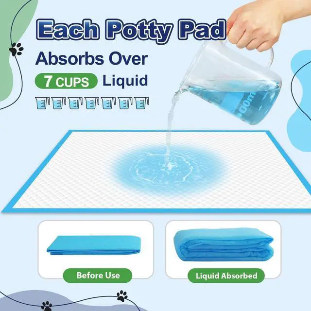 Alt view image 4 of 7 - Puppy Pads XL 100 Count, Dog Pee Pads Extra Large, 34"x28" Pee Pads for Dogs, X-Large Disposable Dog Training Pads Super Absorbent&Leak-Proof, Crate Potty Piddle Pads for Doggy, Pet Supplies