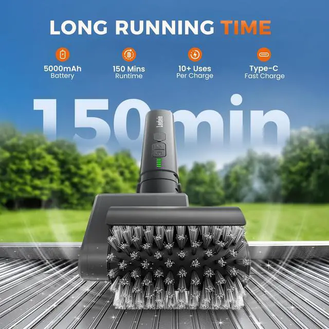 Alt view image 3 of 7 - Electric Grill Brush for Outdoor, 2026 TikTok BBQ Grill Cleaner with 3 Heads, 3-Speed & Angle Adjust Cordless Rotary Grill Brush, 150Mins Runtime Grill Cleaning Brush for Barbecue Grates