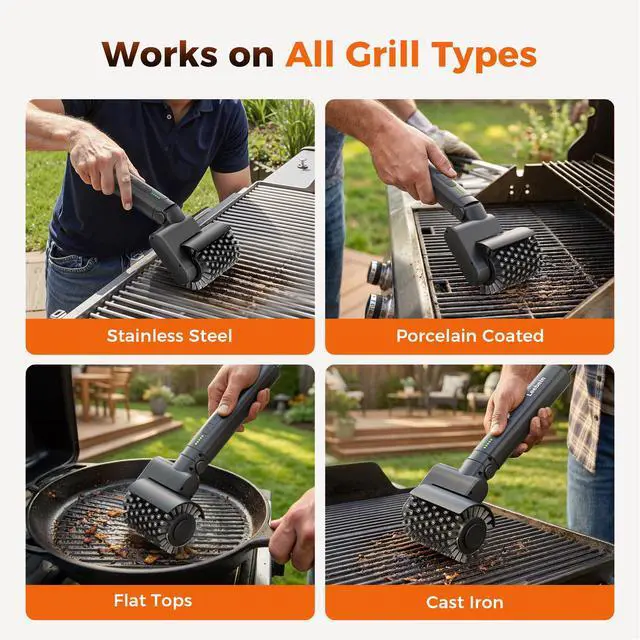 Alt view image 7 of 7 - Electric Grill Brush for Outdoor, 2026 TikTok BBQ Grill Cleaner with 3 Heads, 3-Speed & Angle Adjust Cordless Rotary Grill Brush, 150Mins Runtime Grill Cleaning Brush for Barbecue Grates