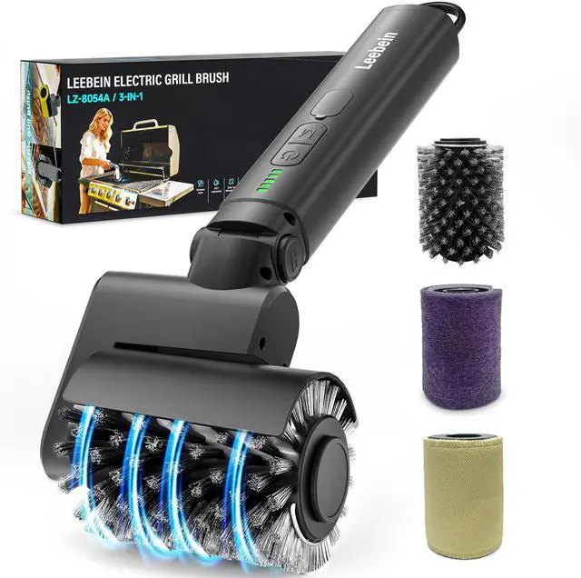 Main image of Electric Grill Brush for Outdoor, 2026 TikTok BBQ Grill Cleaner with 3 Heads, 3-Speed & Angle Adjust Cordless Rotary Grill Brush, 150Mins Runtime Grill Cleaning Brush for Barbecue Grates