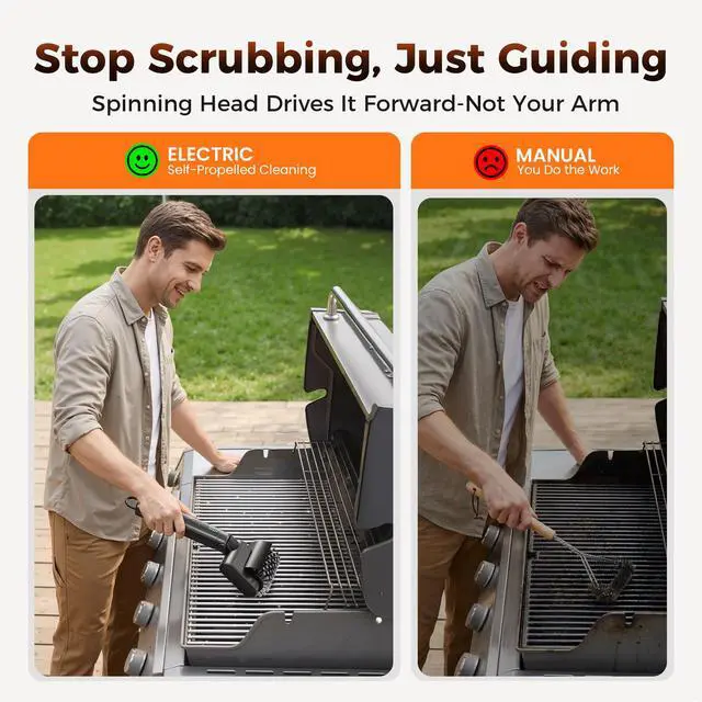 Alt view image 5 of 7 - Electric Grill Brush for Outdoor, 2026 TikTok BBQ Grill Cleaner with 3 Heads, 3-Speed & Angle Adjust Cordless Rotary Grill Brush, 150Mins Runtime Grill Cleaning Brush for Barbecue Grates