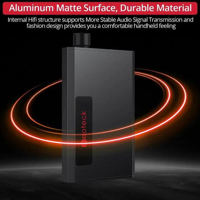 Alt view image 4 of 7 - Portable 3.5mm Headphone Amplifier with Bluetooth 5.1 Receiver, Bass Boost Switch, 16-300 Ohm HiFi Earphone Amp, Aluminum Matte Surface
