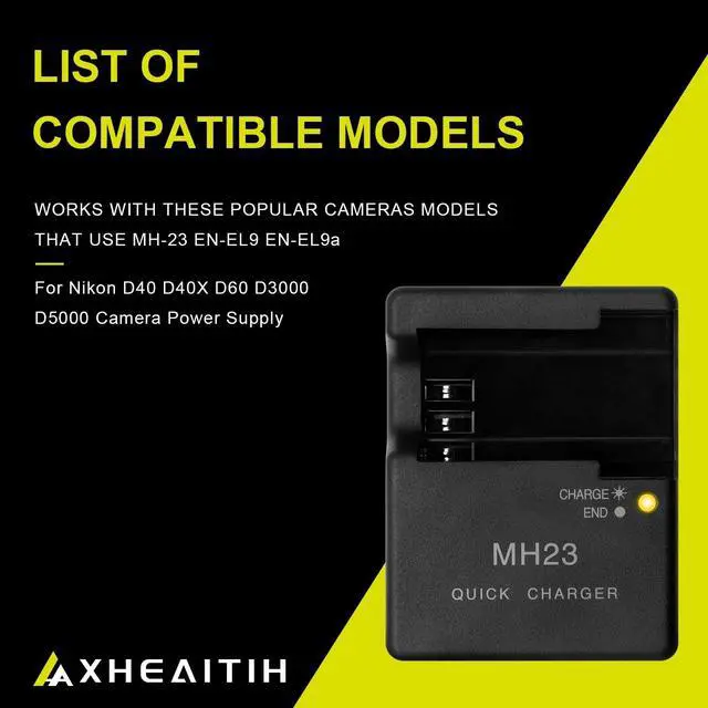 Alt view image 5 of 5 - MH-23 EN-EL9 EN-EL9a for Nikon D40 D40X D60 D3000 D5000 Camera Battery Power Supply
